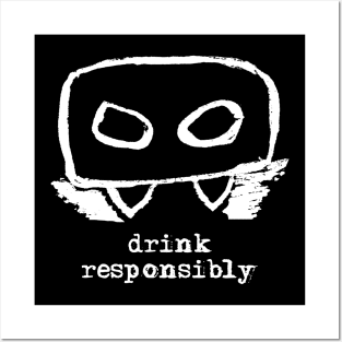 Bloody Mario - the Italian vampire – Drink responsibly. (white on black) Posters and Art